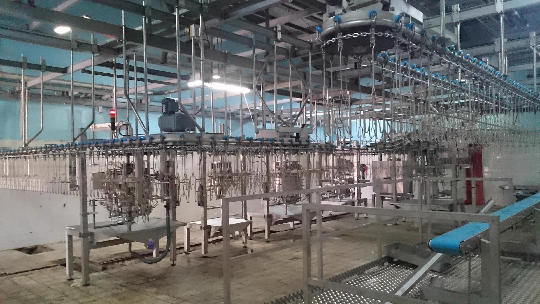 Indoor poultry processing line inside a turnkey plant, Algeria (1,000–3,000 birds/h)
