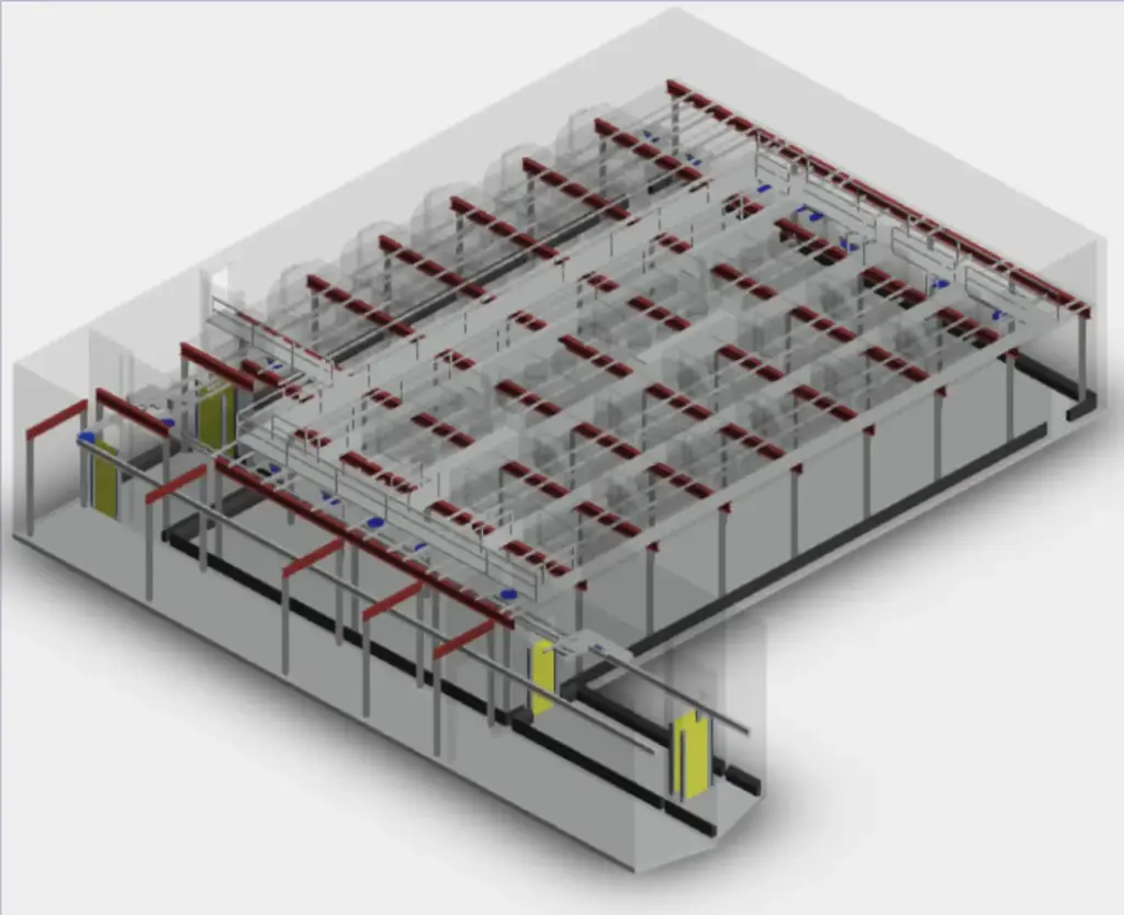 3D engineering model of a meat-plant process layout